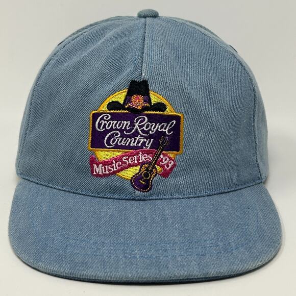 Vintage 90s Crown Royal Country Music Series 93 Hat Cap Western Strapback Blue - Picture 1 of 12
